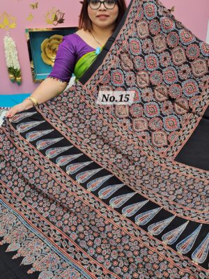 SALE 17TH AUG – PURE AJRAKH MODAL SILK SAREE (NO.15)