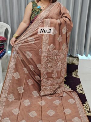 SALE 1ST AUG - HANDBLOCK LINEN SILK SAREE (NO.2)