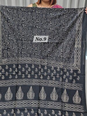 SALE 5TH AUG - HANDBLOCK LINEN SILK SAREE (NO.9)