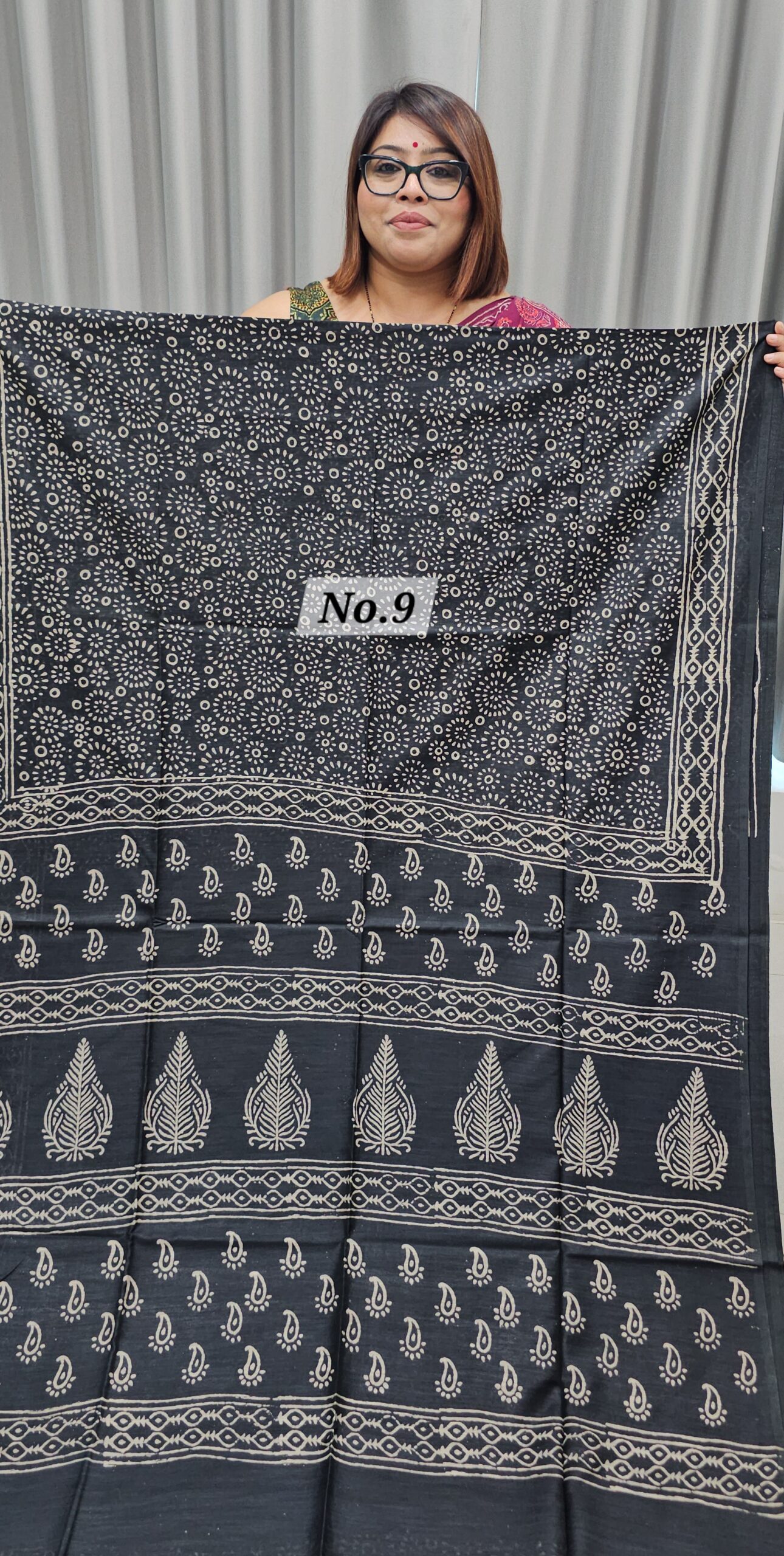 SALE 1ST AUG - HANDBLOCK LINEN SILK SAREE (NO.9)