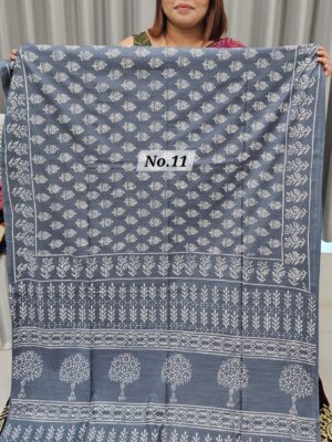 SALE 1ST AUG - HANDBLOCK LINEN SILK SAREE (NO.11)