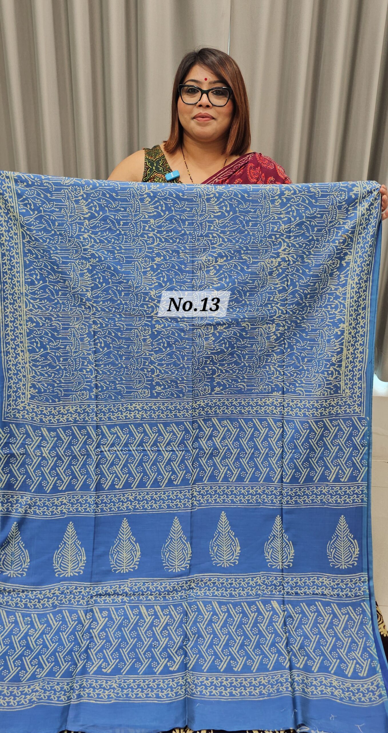 SALE 1ST AUG - HANDBLOCK LINEN SILK SAREE (NO.13)
