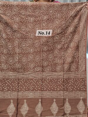 SALE 1ST AUG - HANDBLOCK LINEN SILK SAREE (NO.14)