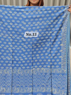 SALE 1ST AUG - HANDBLOCK LINEN SILK SAREE (NO.15)