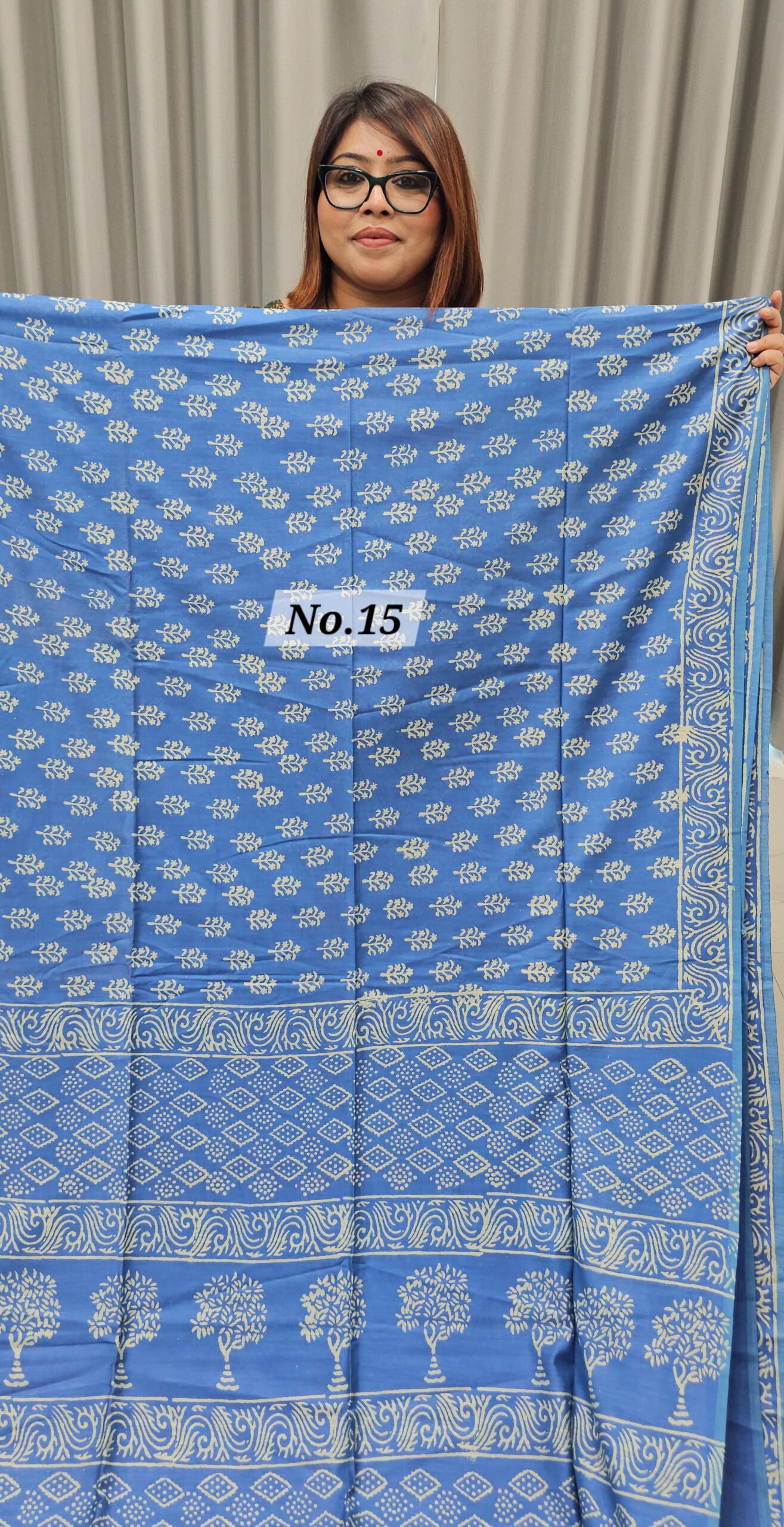 SALE 1ST AUG - HANDBLOCK LINEN SILK SAREE (NO.15)