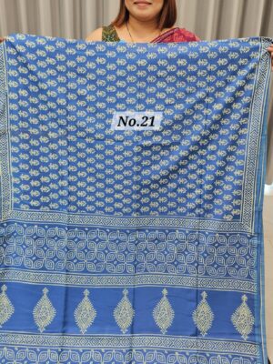 SALE 1ST AUG - HANDBLOCK LINEN SILK SAREE (NO.21)