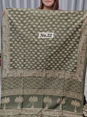 SALE 1ST AUG - HANDBLOCK LINEN SILK SAREE (NO.22)