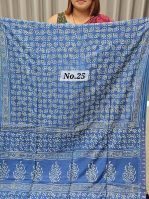 SALE 5TH AUG - HANDBLOCK LINEN SILK SAREE (NO.25)