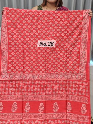 SALE 1ST AUG - HANDBLOCK LINEN SILK SAREE (NO.26)