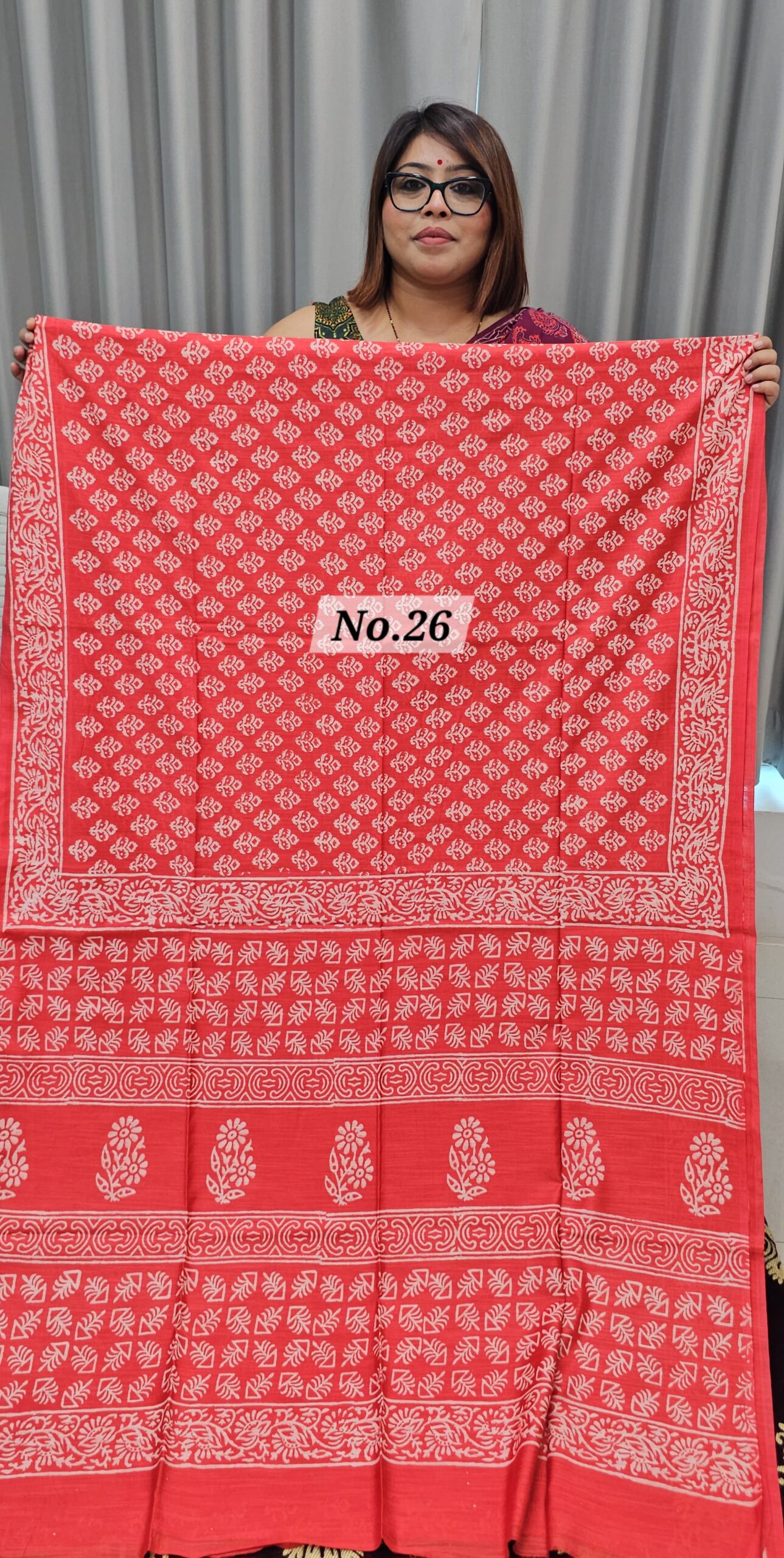 SALE 1ST AUG - HANDBLOCK LINEN SILK SAREE (NO.26)