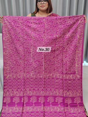 SALE 1ST AUG - HANDBLOCK LINEN SILK SAREE (NO.30)