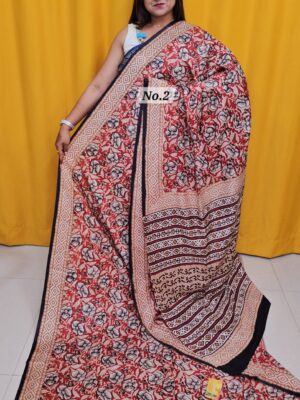 SALE 3RD AUG - PURE MODAL MASLIN KALAMKARI MULTI BLOCK SAREE (NO.2)