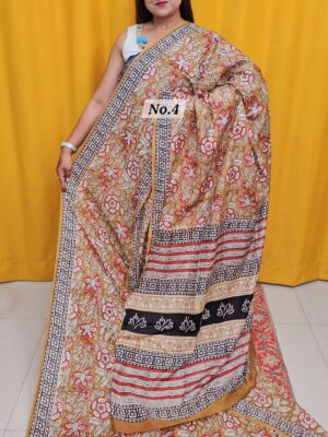 SALE 3RD AUG - PURE MODAL MASLIN KALAMKARI MULTI BLOCK SAREE (NO.4)