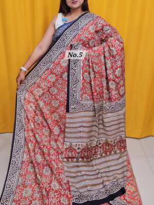 SALE 5TH AUG - PURE MODAL MASLIN KALAMKARI MULTI BLOCK SAREE (NO.5)