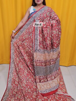 SALE 3RD AUG - PURE MODAL MASLIN KALAMKARI MULTI BLOCK SAREE (NO.6)