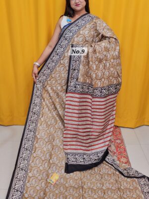 SALE 3RD AUG - PURE MODAL MASLIN KALAMKARI MULTI BLOCK SAREE (NO.9)