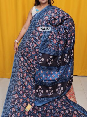 SALE 4TH AUG - PURE MODAL MASLIN MULTI BLOCK SAREE (NO.27)