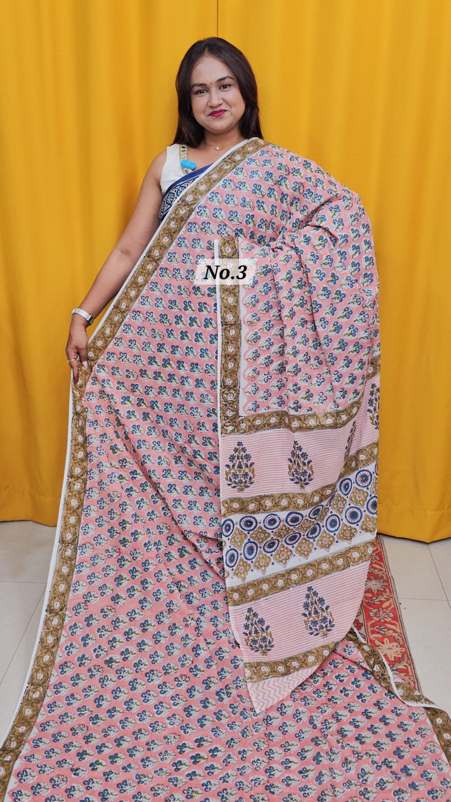 SALE 4TH AUG - MULTANI SANGANERI DABU BLOCK SAREE (NO.3)