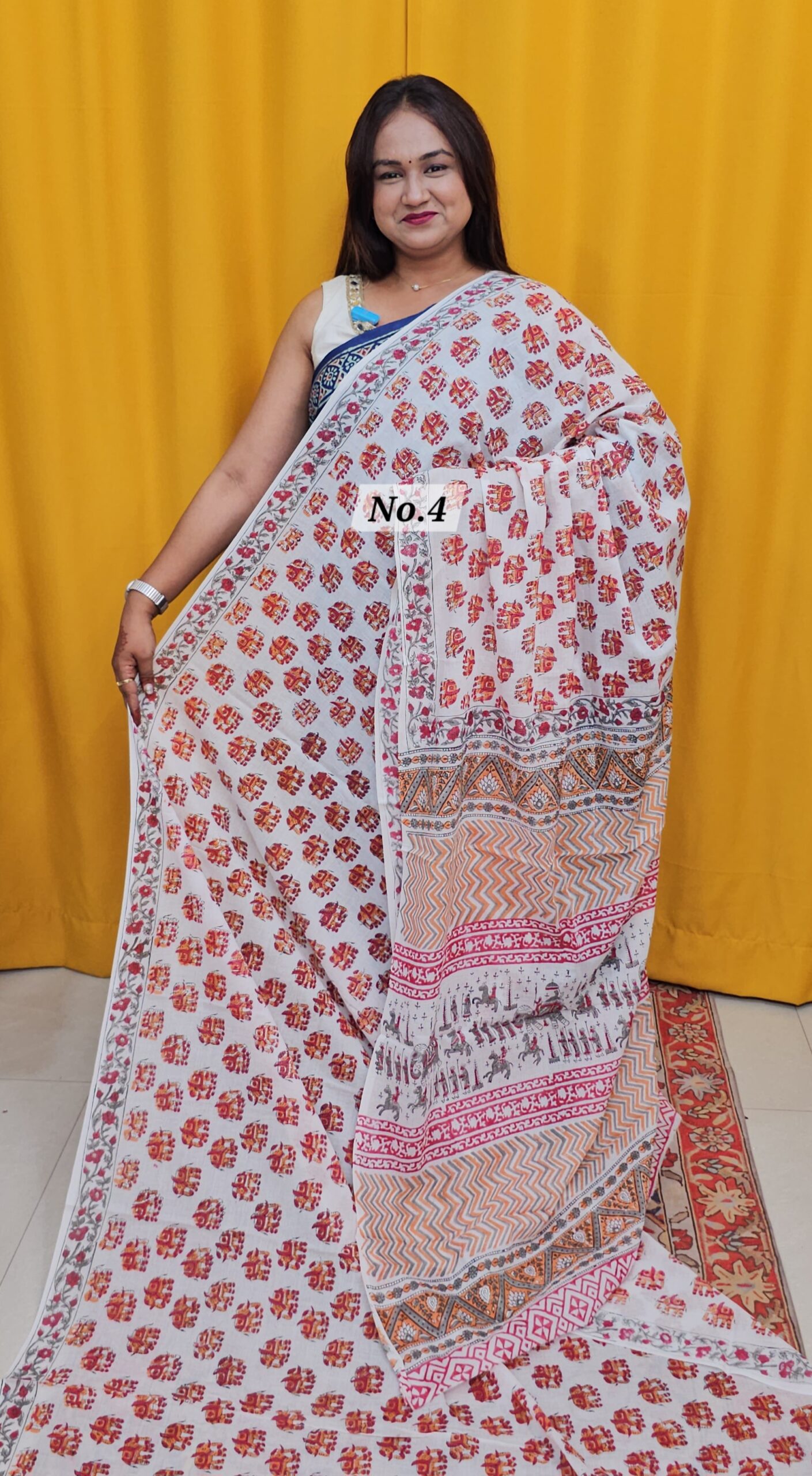 SALE 4TH AUG - MULTANI SANGANERI DABU BLOCK SAREE (NO.4)