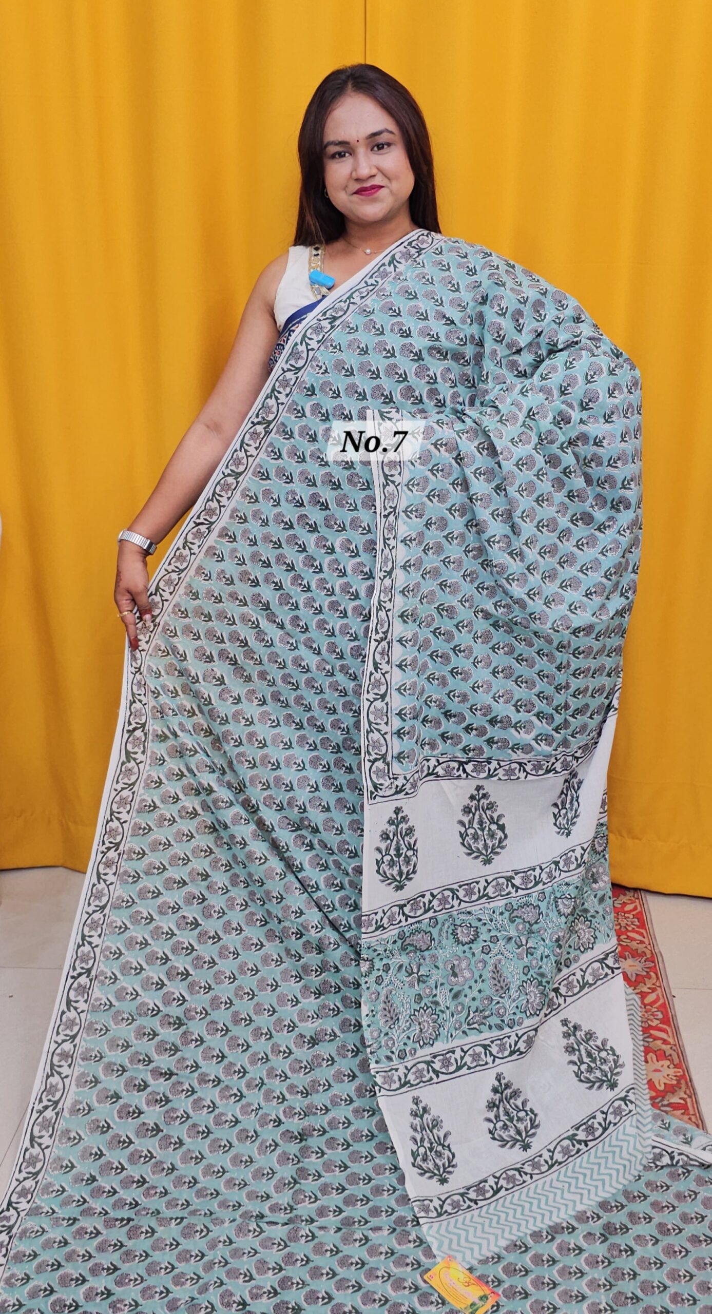 SALE 4TH AUG - MULTANI SANGANERI DABU BLOCK SAREE (NO.7)