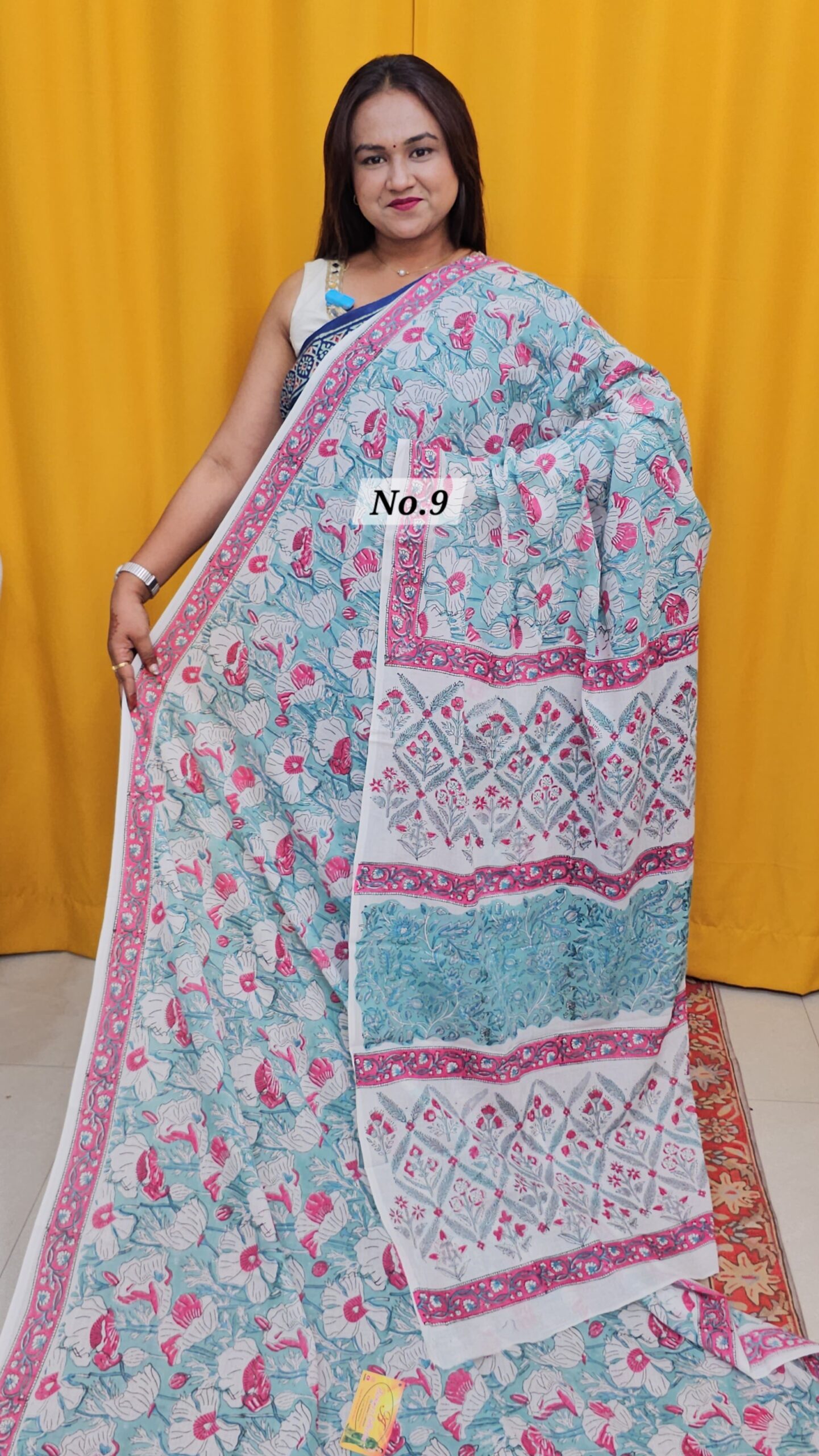 SALE 4TH AUG - MULTANI SANGANERI DABU BLOCK SAREE (NO.9)