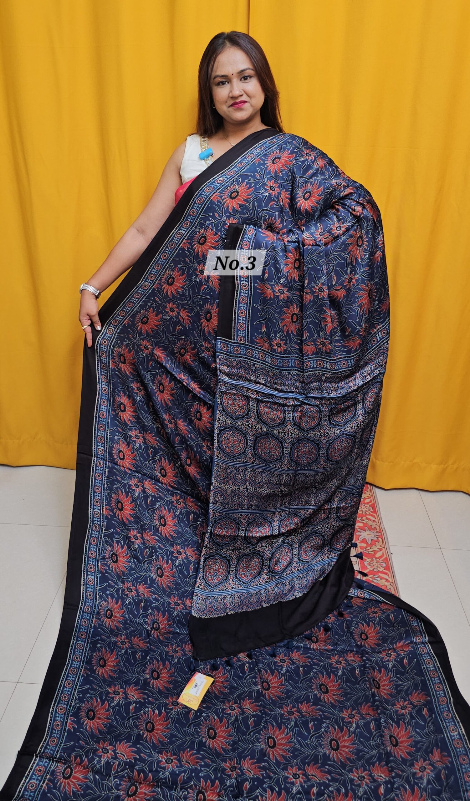 SALE 8TH AUG – PURE AJRAKH MODAL SILK SAREE (NO.3)