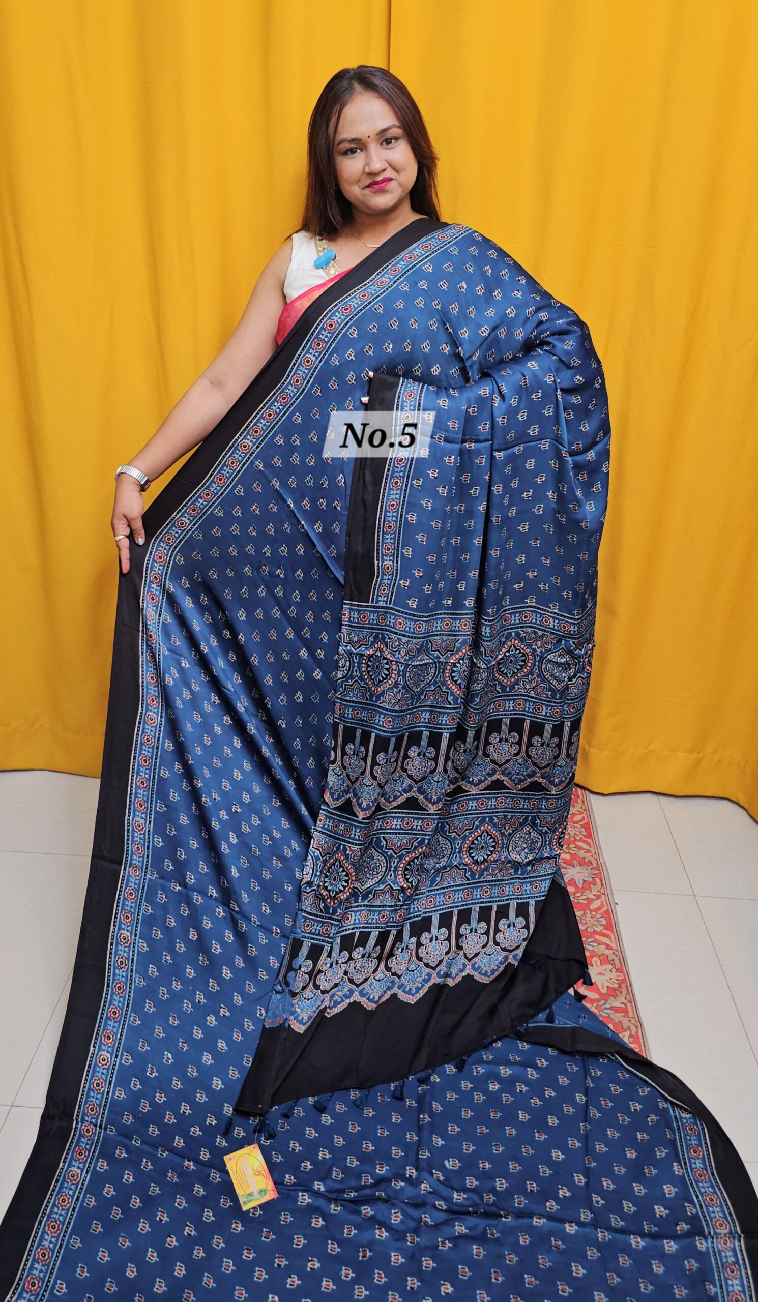 SALE 8TH AUG – PURE AJRAKH MODAL SILK SAREE (NO.5)