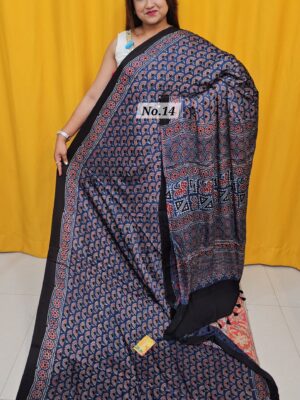 SALE 8TH AUG – PURE AJRAKH MODAL SILK SAREE (NO.14)