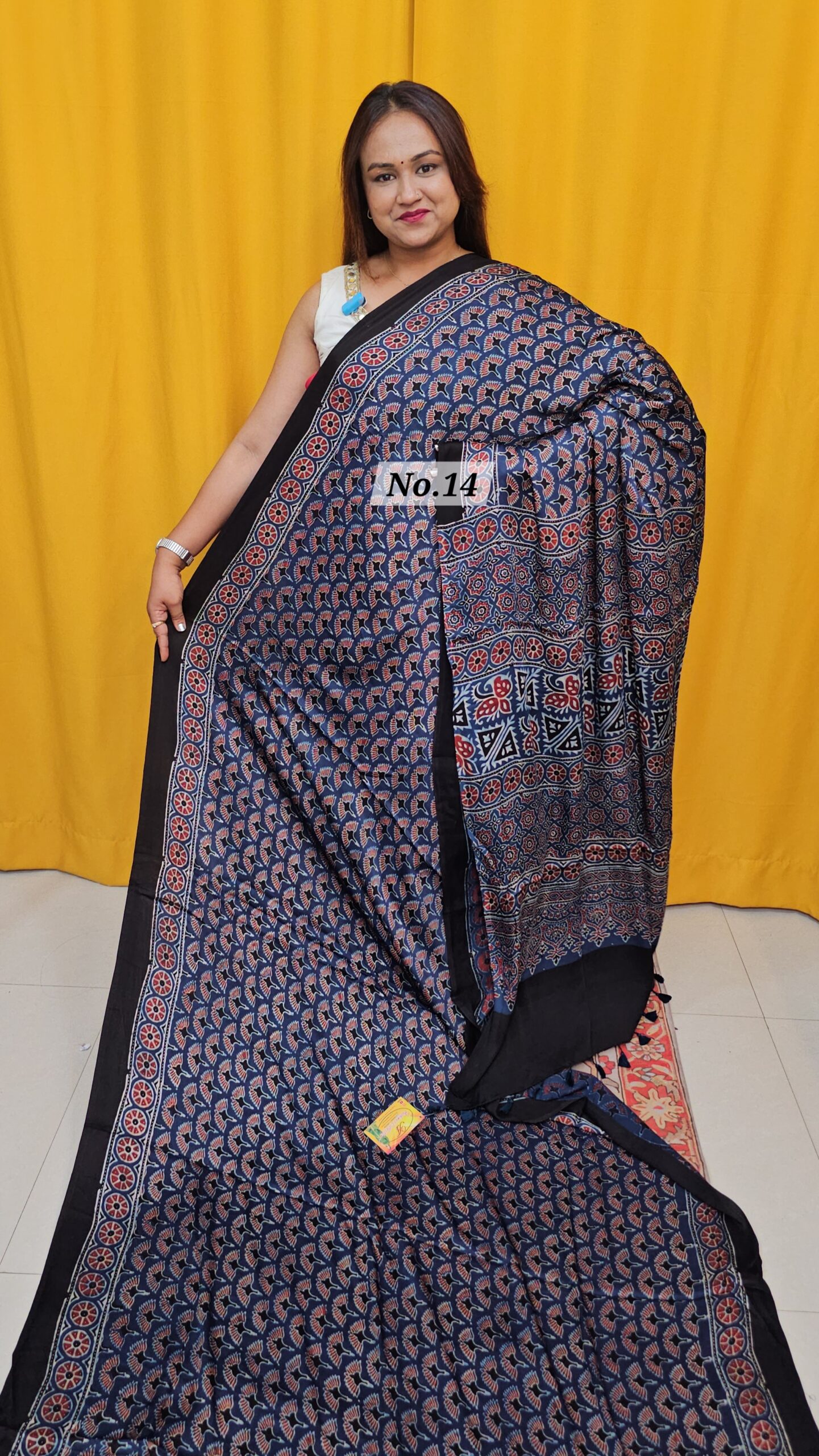 SALE 8TH AUG – PURE AJRAKH MODAL SILK SAREE (NO.14)