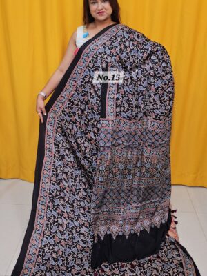 SALE 8TH AUG – PURE AJRAKH MODAL SILK SAREE (NO.15)