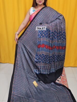 SALE 8TH AUG – PURE AJRAKH MODAL SILK SAREE (NO.17)