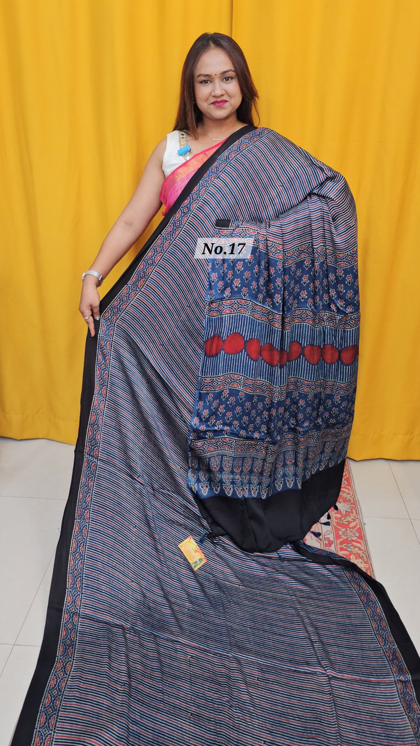 SALE 8TH AUG – PURE AJRAKH MODAL SILK SAREE (NO.17)