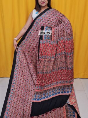 SALE 8TH AUG – PURE AJRAKH MODAL SILK SAREE (NO.19)