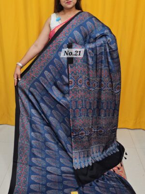 SALE 8TH AUG – PURE AJRAKH MODAL SILK SAREE (NO.21)