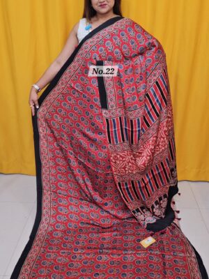 SALE 8TH AUG – PURE AJRAKH MODAL SILK SAREE (NO.22)