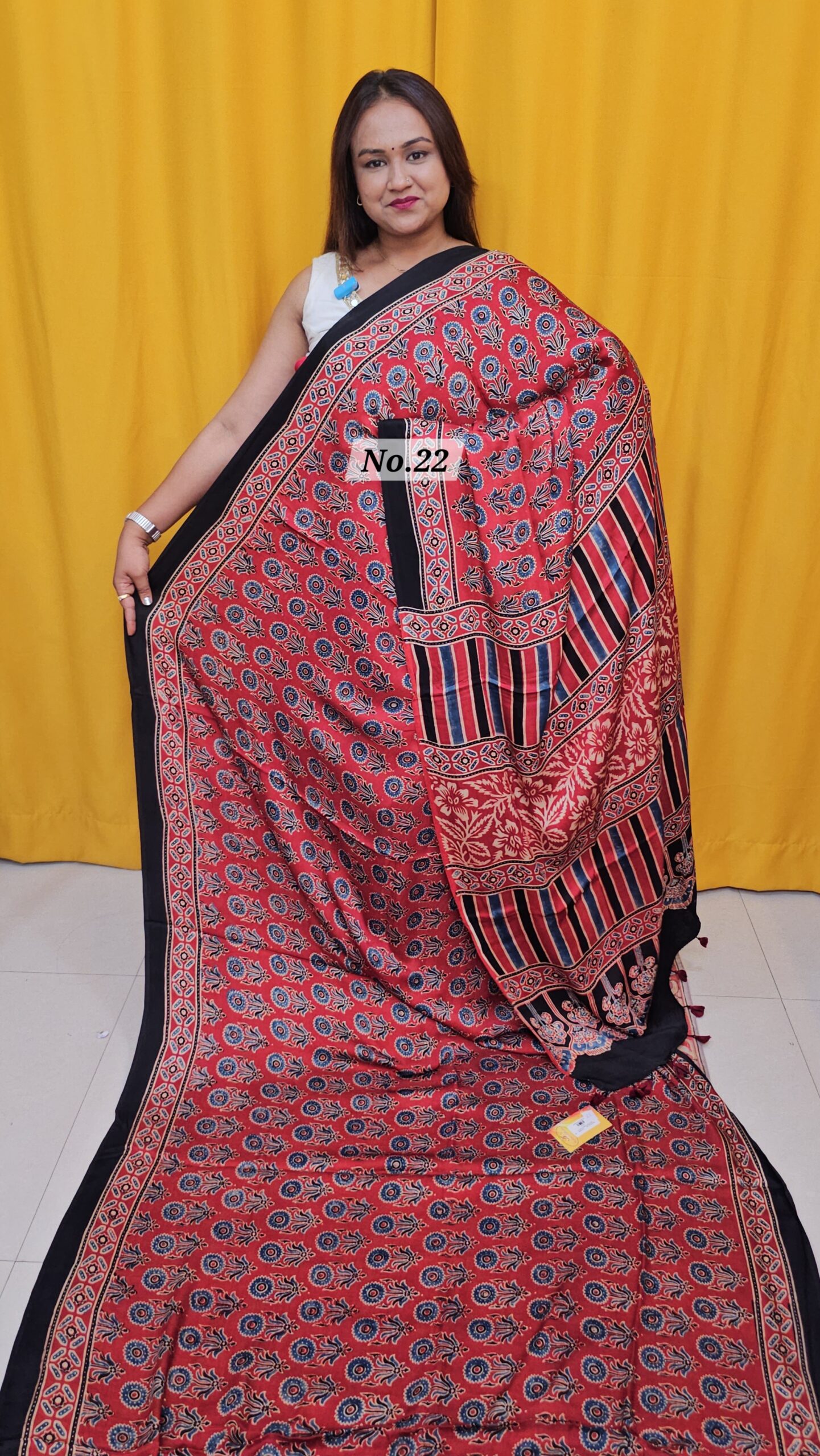 SALE 8TH AUG – PURE AJRAKH MODAL SILK SAREE (NO.22)