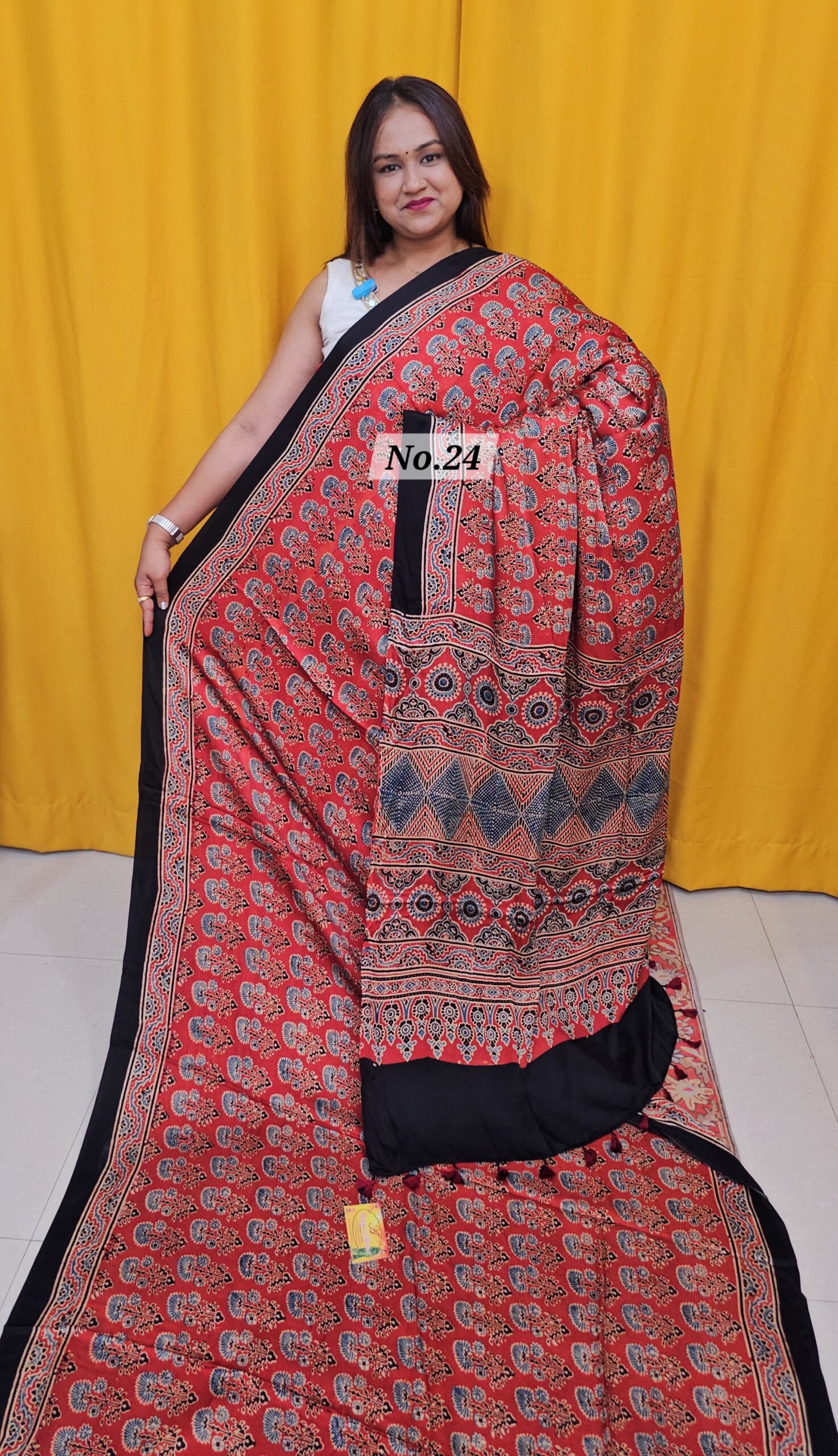 SALE 8TH AUG – PURE AJRAKH MODAL SILK SAREE (NO.24)