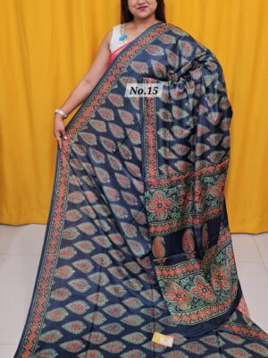 SALE 23RD AUG – PURE MODAL MASLIN MULTI BLOCK SAREE (NO.15)