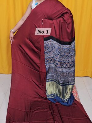 {K2K} - PURE AJRAKH MODAL SILK SAREE (NO.1)
