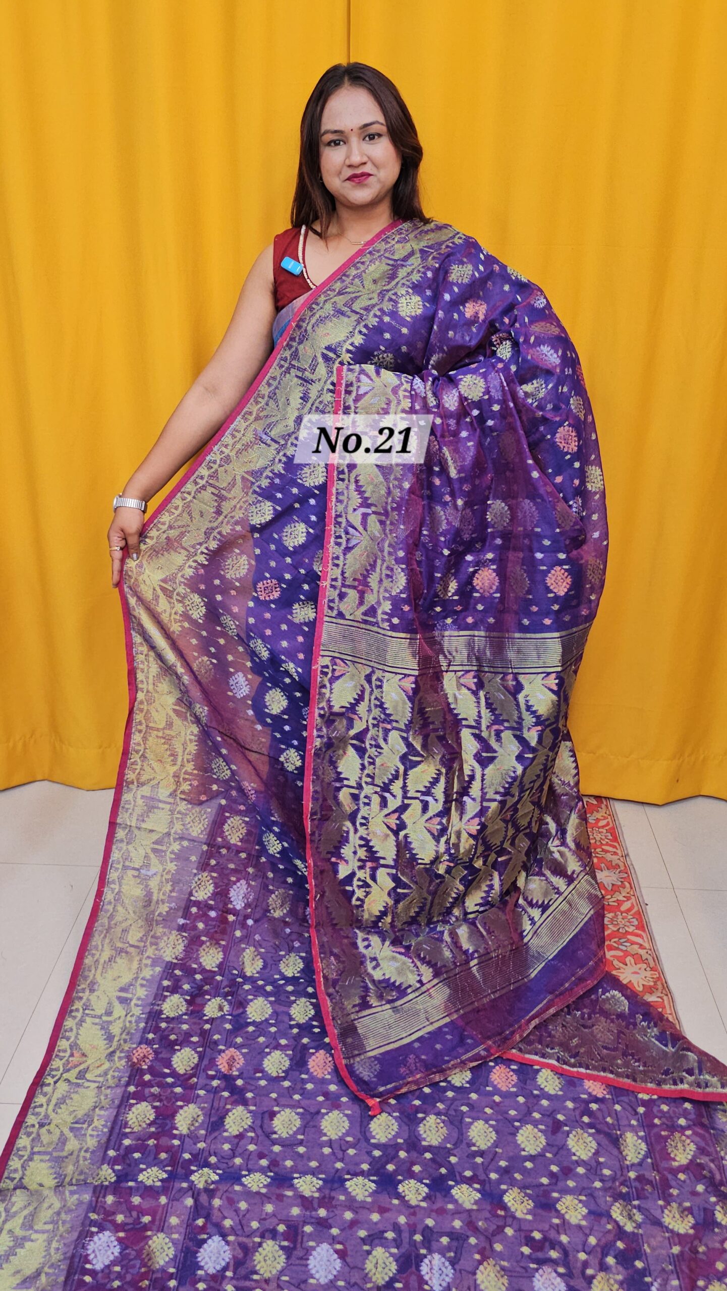 SALE 10TH AUG – PURE BENGAL HANDLOOM JAMDANI SAREE (NO.21)