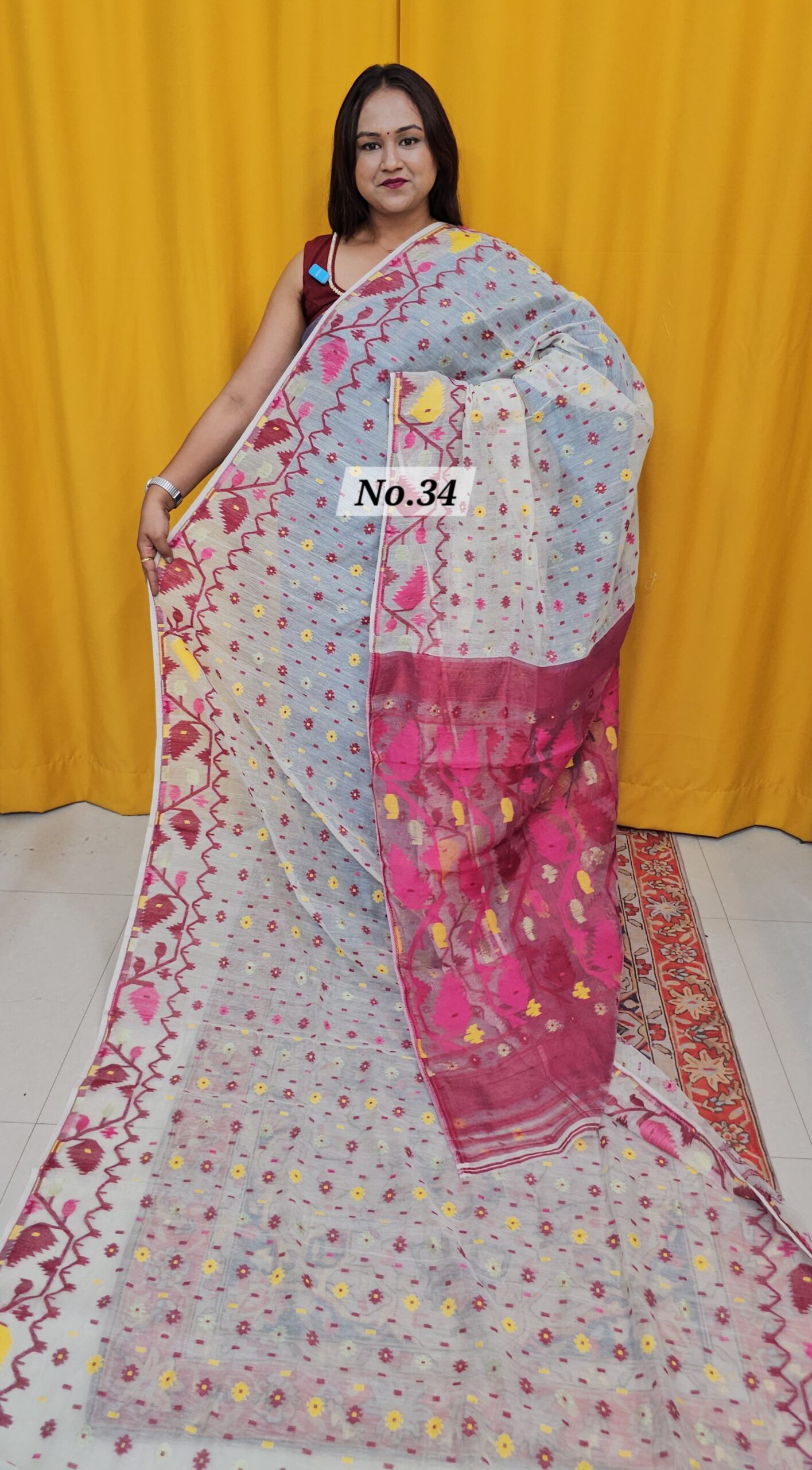 SALE 9TH AUG – PURE BENGAL HANDLOOM JAMDANI SAREE (NO.34)