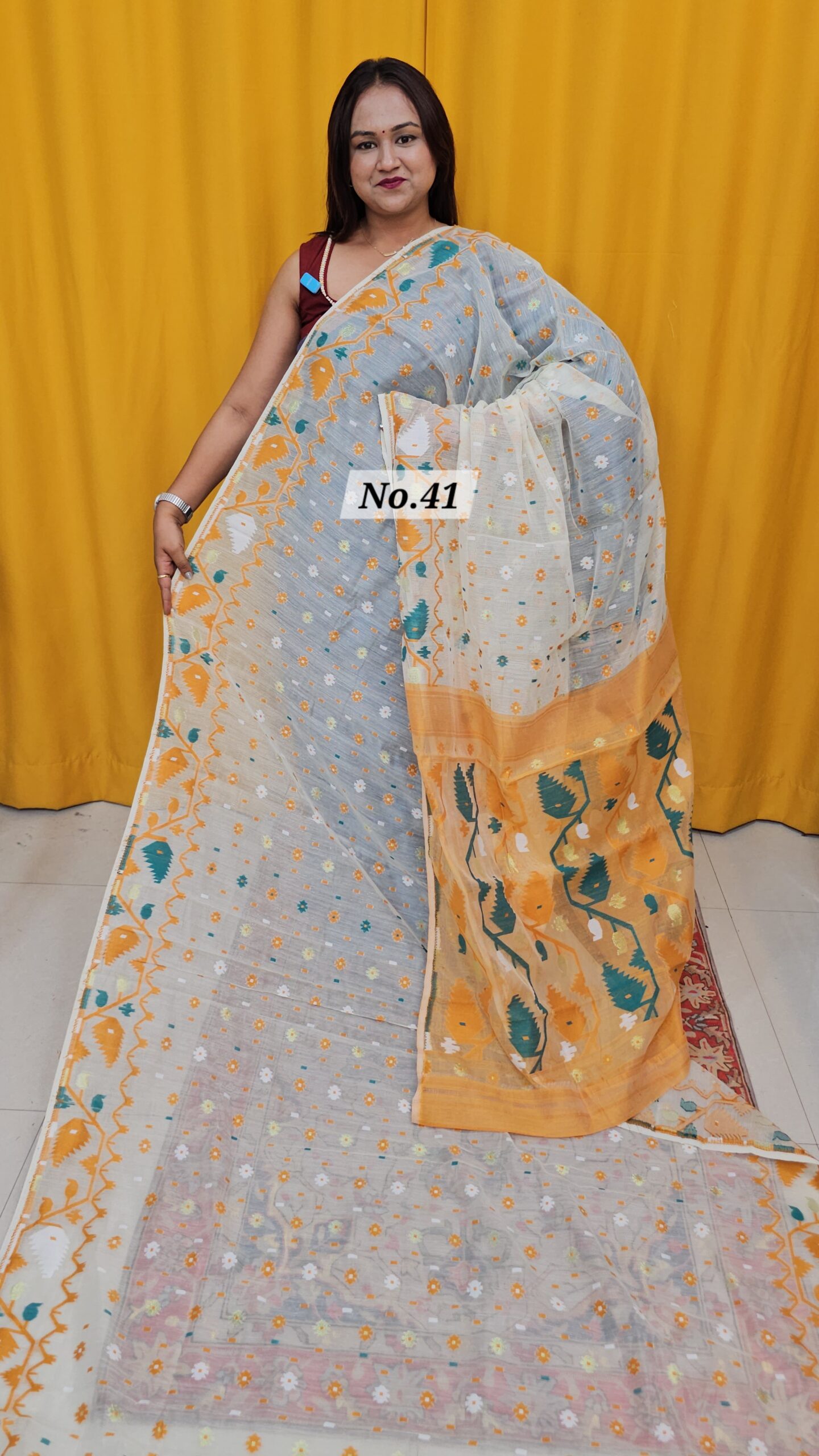 SALE 9TH AUG – PURE BENGAL HANDLOOM JAMDANI SAREE (NO.41)