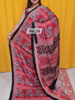 12TH AUG MEGA SALE - PURE AJRAKH MODAL SILK SAREE (NO.26)