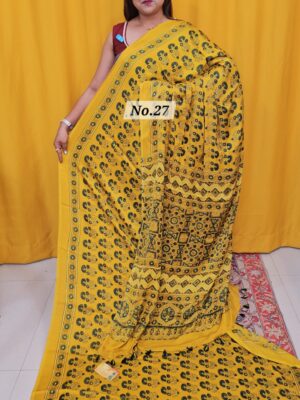 12TH AUG MEGA SALE - PURE AJRAKH MODAL SILK SAREE (NO.27)
