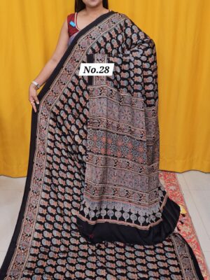 12TH AUG MEGA SALE - PURE AJRAKH MODAL SILK SAREE (NO.28)