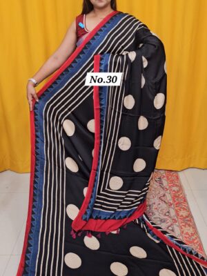 12TH AUG MEGA SALE - PURE AJRAKH MODAL SILK SAREE (NO.30)