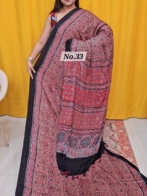 12TH AUG MEGA SALE - PURE AJRAKH MODAL SILK SAREE (NO.33)