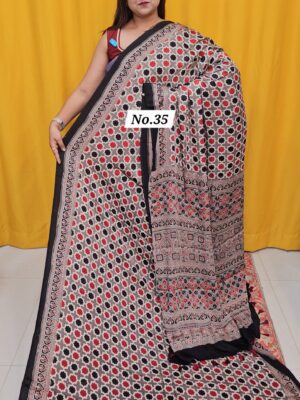 12TH AUG MEGA SALE - PURE AJRAKH MODAL SILK SAREE (NO.35)