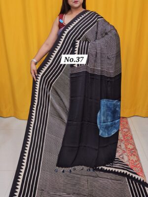 12TH AUG MEGA SALE - PURE AJRAKH MODAL SILK SAREE (NO.37)