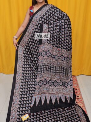 12TH AUG MEGA SALE - PURE AJRAKH MODAL SILK SAREE (NO.42)